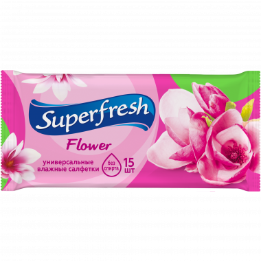 Серветка волога Flower Superfresh 15 штук